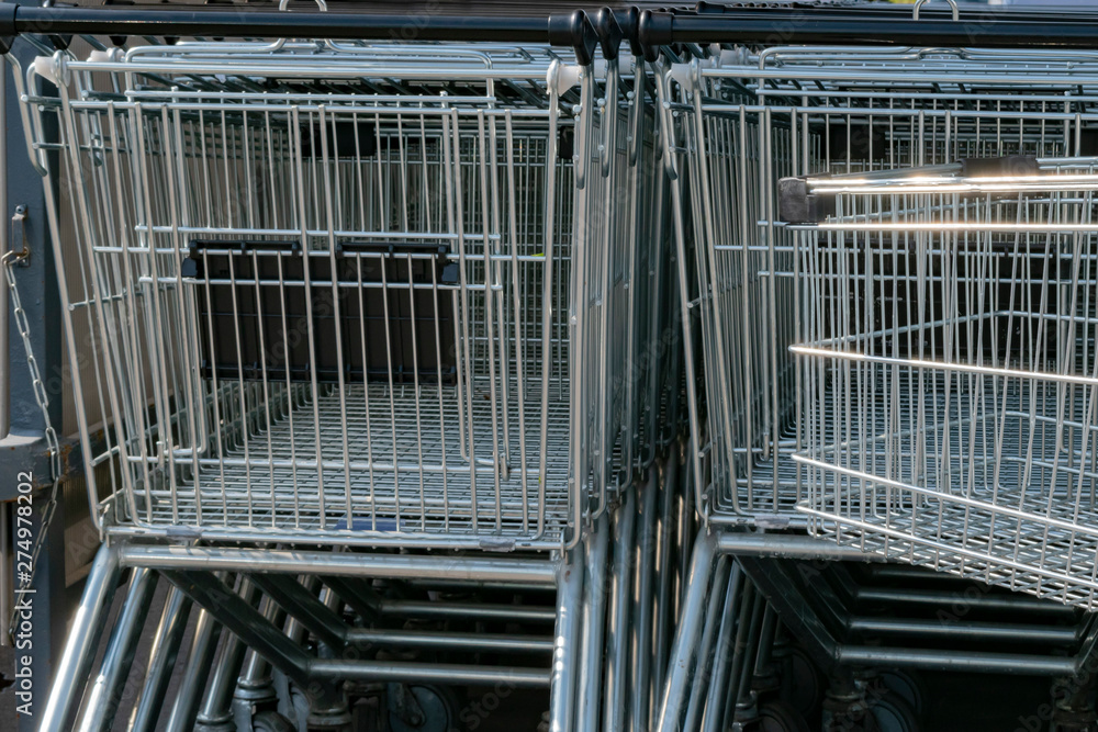 Shopping carts standing in a separate place