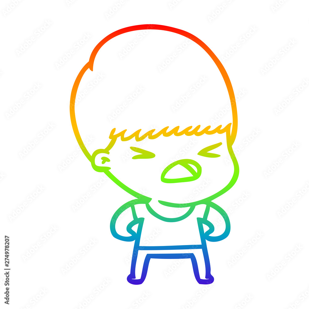 rainbow gradient line drawing cartoon stressed man rainbow gradient line drawing cartoon stressed man