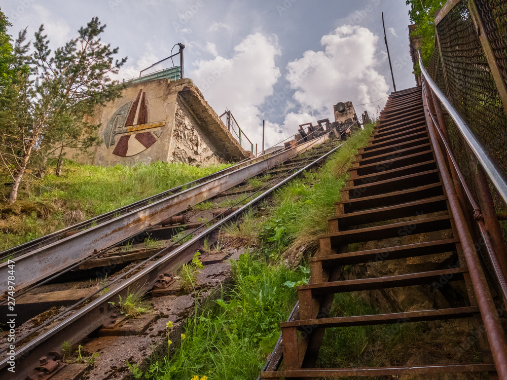Fototapeta premium Transport mountain funicular.