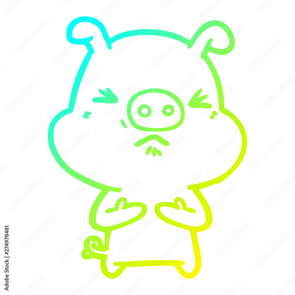 cold gradient line drawing cartoon angry pig cold gradient line drawing cartoon angry pig