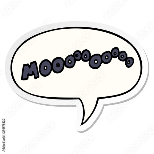 cartoon moo noise and speech bubble sticker