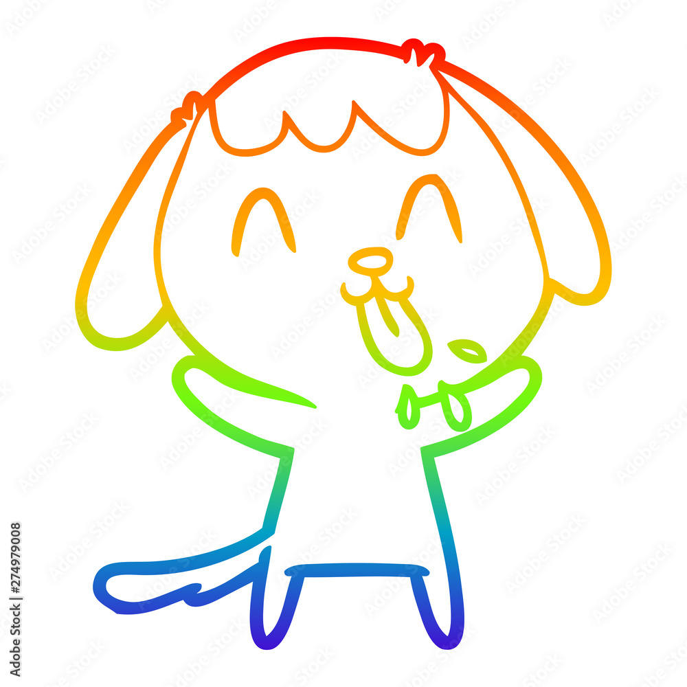 Obraz premium rainbow gradient line drawing cute cartoon dog