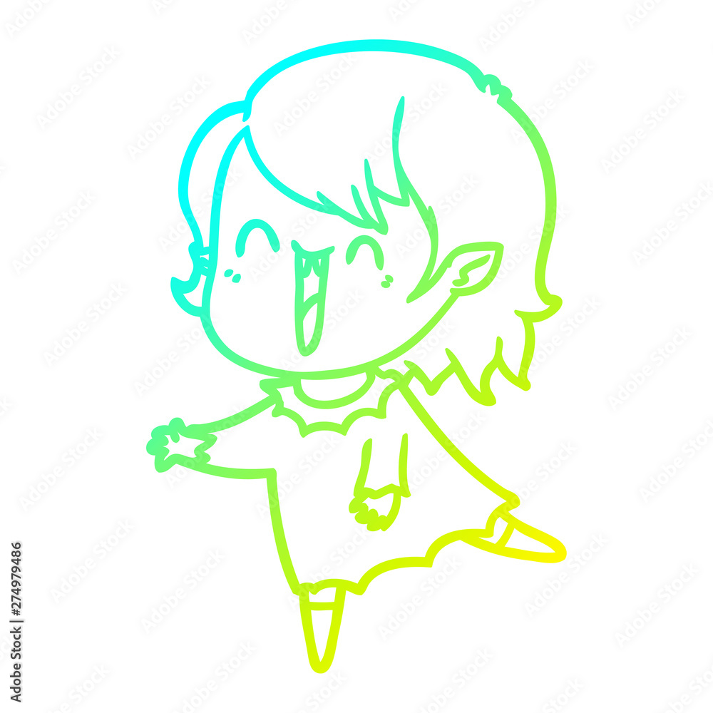 cold gradient line drawing cute cartoon happy vampire girl cold gradient line drawing cute cartoon happy vampire girl