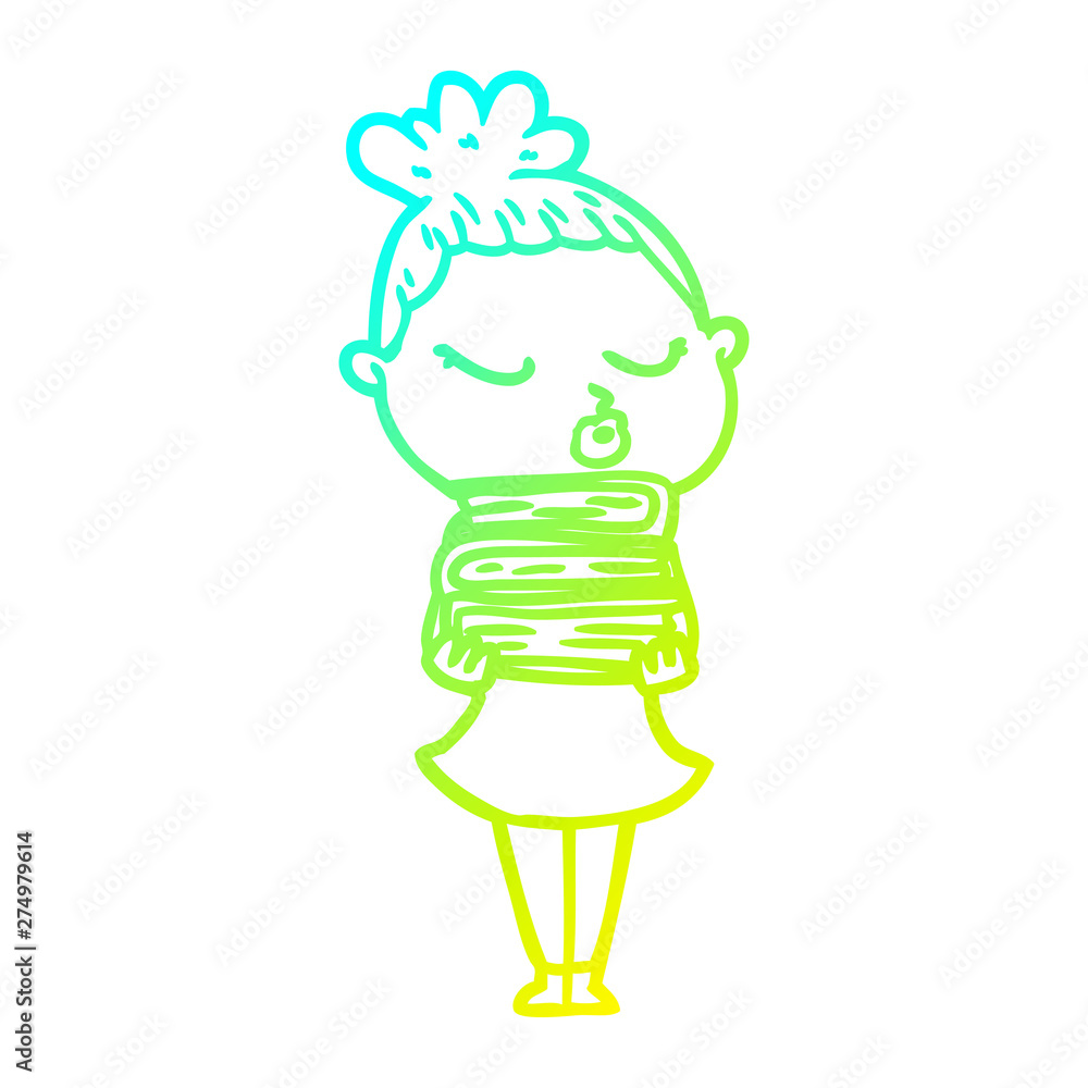cold gradient line drawing cartoon calm woman cold gradient line drawing cartoon calm woman