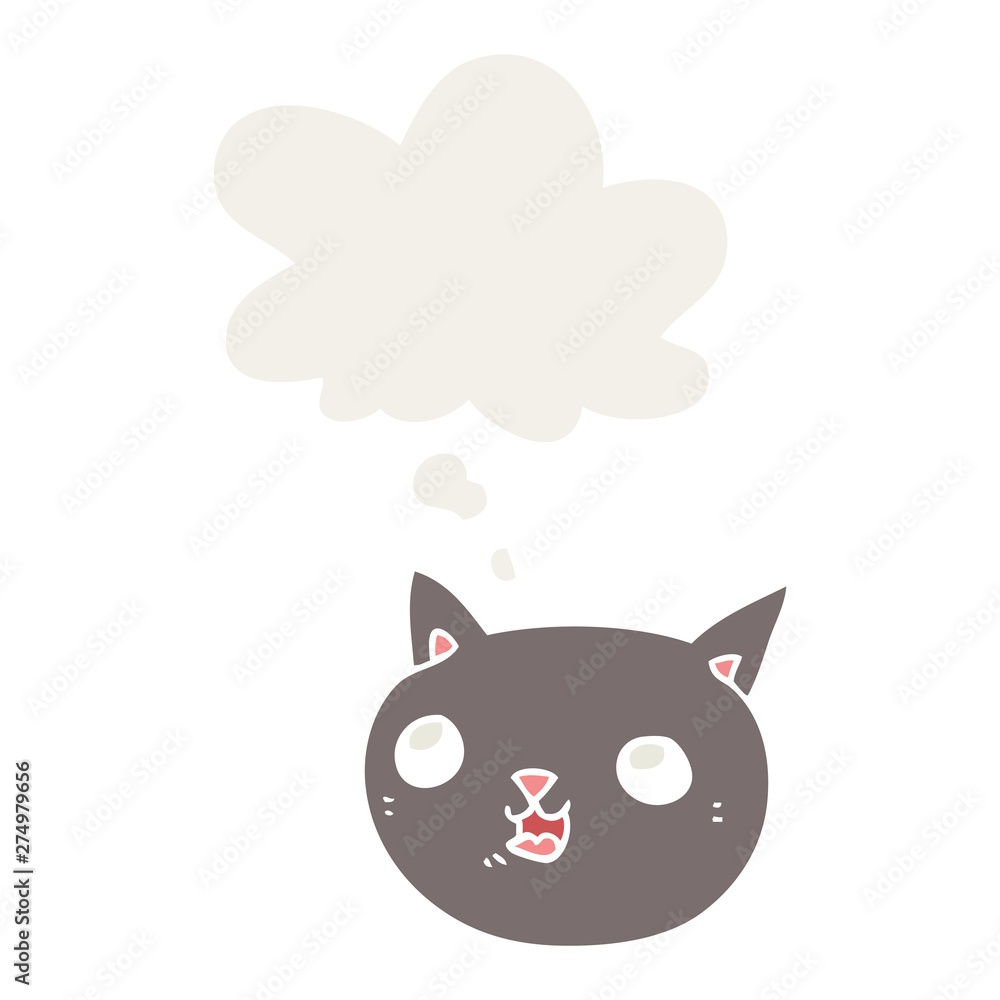 cartoon cat and thought bubble in retro style cartoon cat and thought bubble in retro style