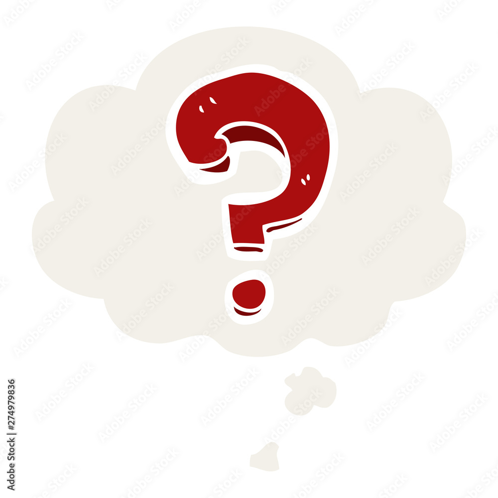 cartoon question mark and thought bubble in retro style cartoon question mark and thought bubble in retro style