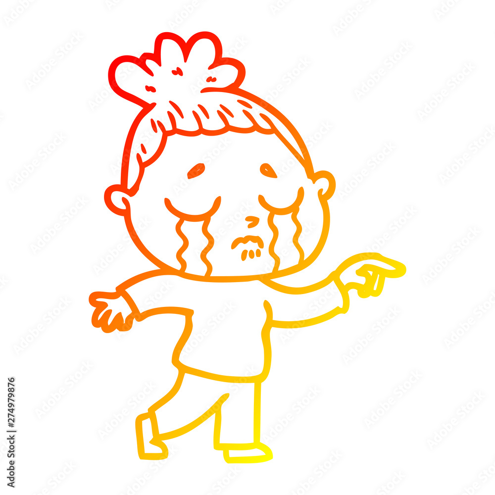 warm gradient line drawing cartoon crying woman pointing warm gradient line drawing cartoon crying woman pointing
