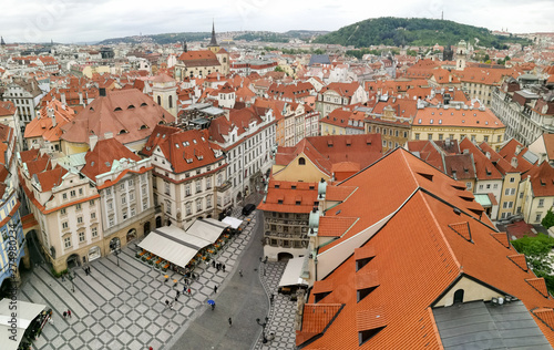 Aerial view of old buildings in Prague, Czech Republic