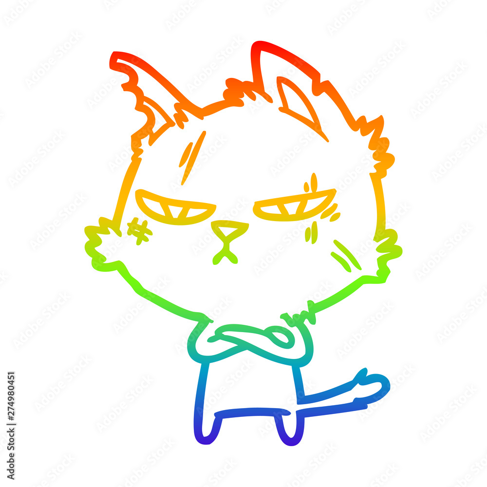 rainbow gradient line drawing tough cartoon cat rainbow gradient line drawing tough cartoon cat