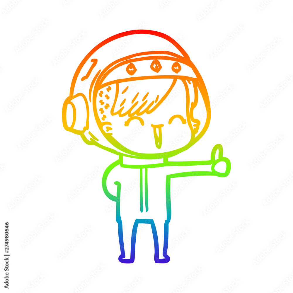rainbow gradient line drawing happy cartoon space girl rainbow gradient line drawing happy cartoon space girl