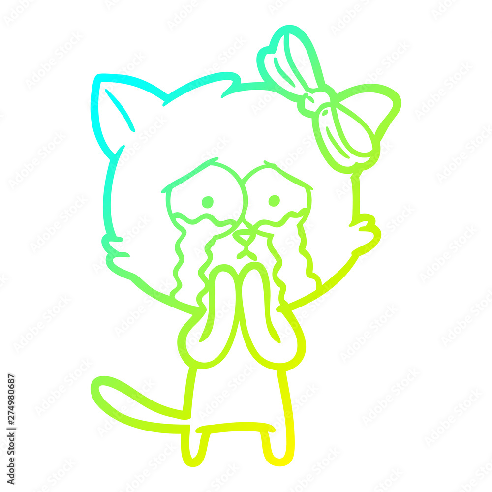 cold gradient line drawing cartoon cat cold gradient line drawing cartoon cat