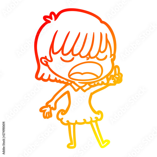warm gradient line drawing cartoon woman talking loudly