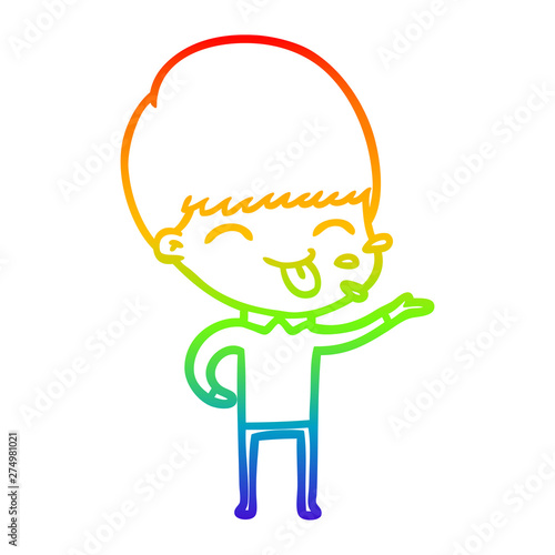 rainbow gradient line drawing cartoon rude man