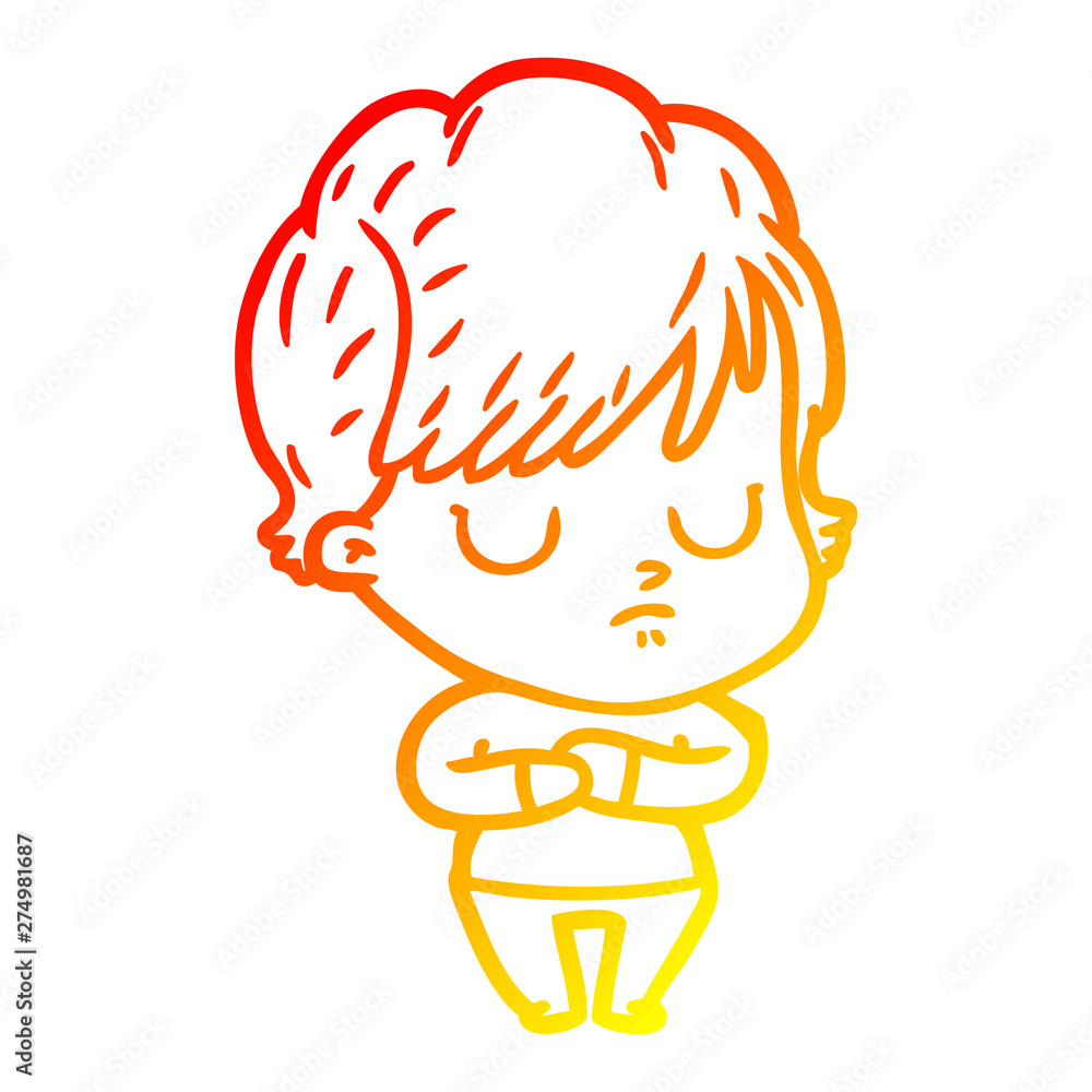 warm gradient line drawing cartoon woman warm gradient line drawing cartoon woman