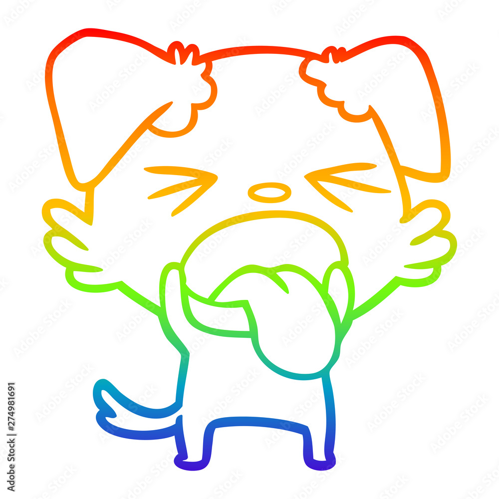 rainbow gradient line drawing cartoon disgusted dog rainbow gradient line drawing cartoon disgusted dog