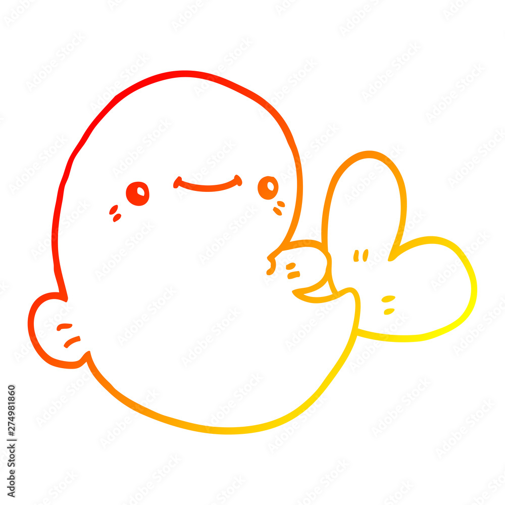 Obraz premium warm gradient line drawing cartoon whale
