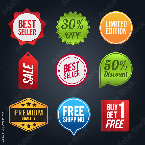 Set of discount badges. Sale and discounts layout