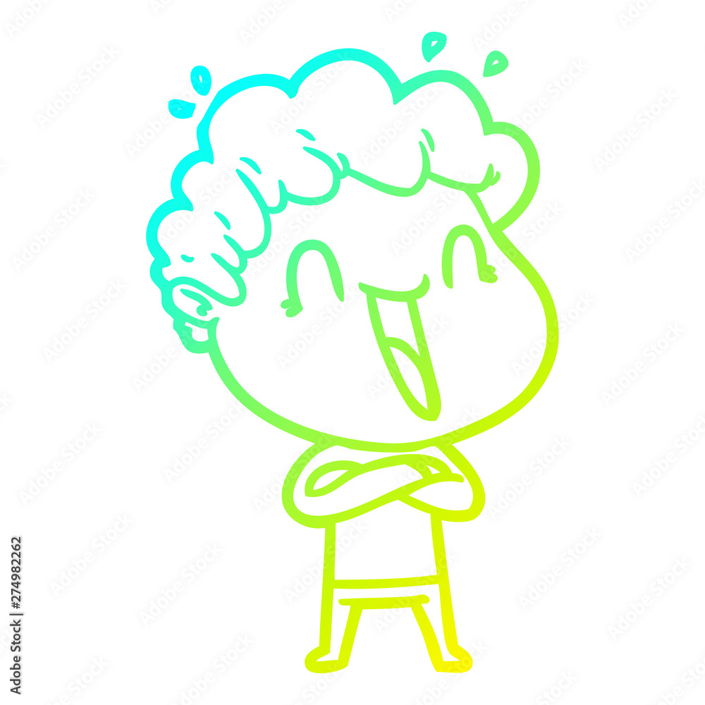 cold gradient line drawing cartoon happy man laughing cold gradient line drawing cartoon happy man laughing