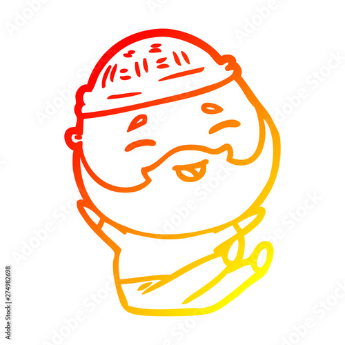 warm gradient line drawing cartoon happy bearded man