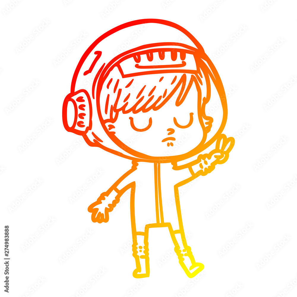warm gradient line drawing cartoon astronaut woman warm gradient line drawing cartoon astronaut woman