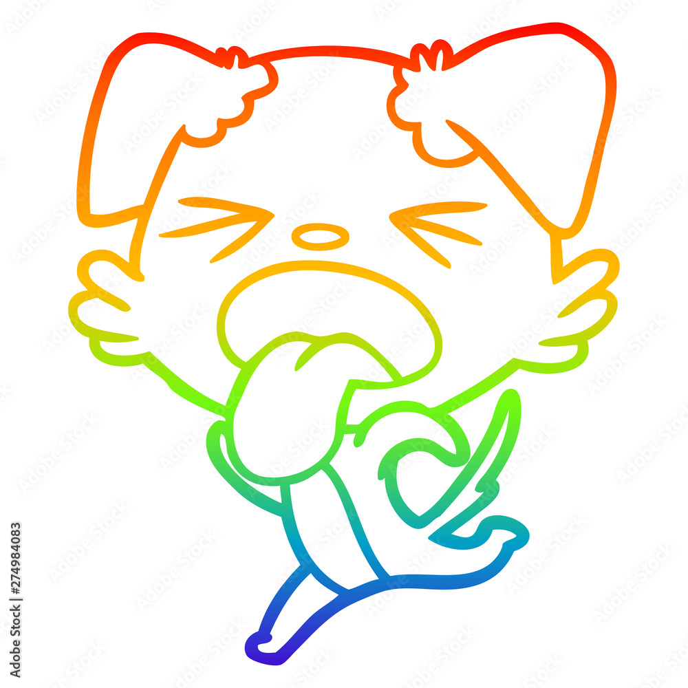 rainbow gradient line drawing cartoon running dog rainbow gradient line drawing cartoon running dog