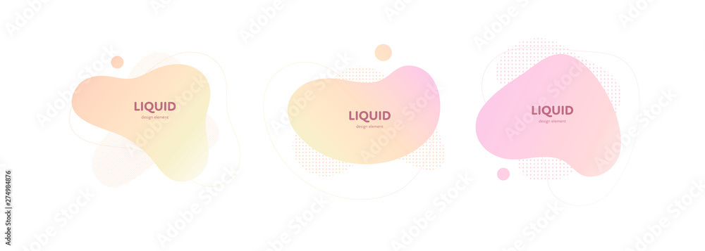 Set of vector trendy abstract amoeba banner. Pastel color gradient in liquid style frame on white background. Collection of modern design element of a poster, logo, flyer of presentation, card. Set of vector trendy abstract amoeba banner. Pastel color gradient in liquid style frame on white background. Collection of modern design element of a poster, logo, flyer of presentation, card.