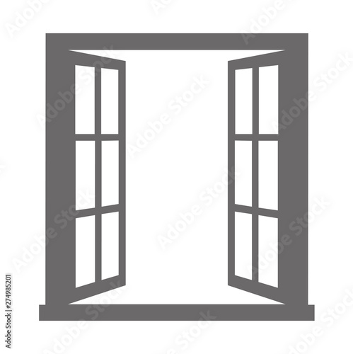Open window on white background. Vector