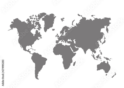 Fototapeta Naklejka Na Ścianę i Meble -  World map silhouette on white background. Vector