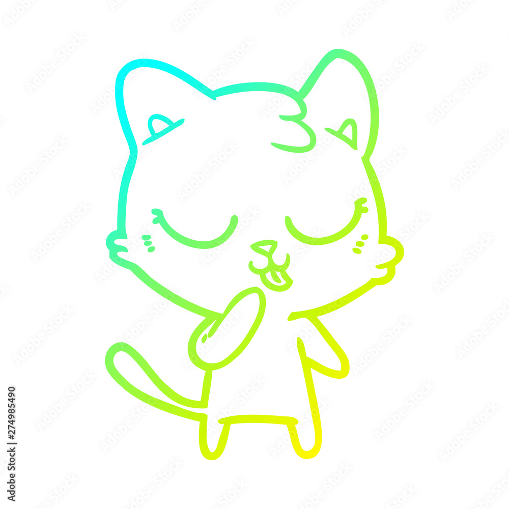 cold gradient line drawing cute cartoon cat cold gradient line drawing cute cartoon cat