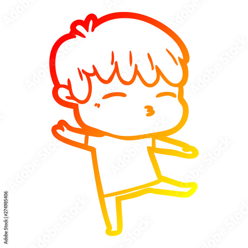 warm gradient line drawing cartoon curious boy