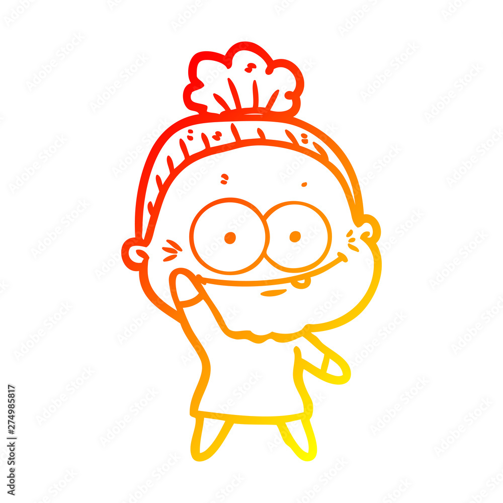 warm gradient line drawing cartoon happy old woman warm gradient line drawing cartoon happy old woman