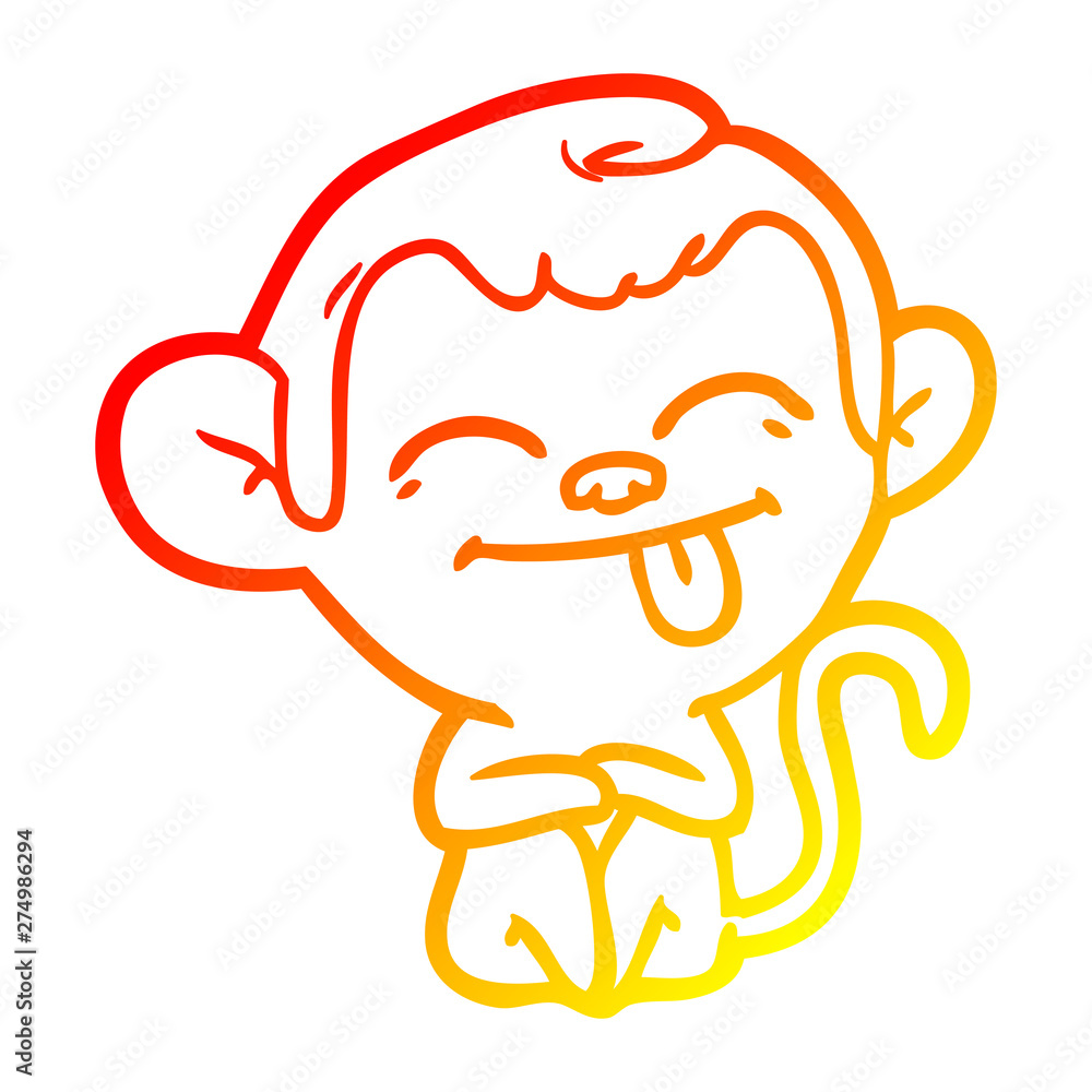 warm gradient line drawing funny cartoon monkey warm gradient line drawing funny cartoon monkey