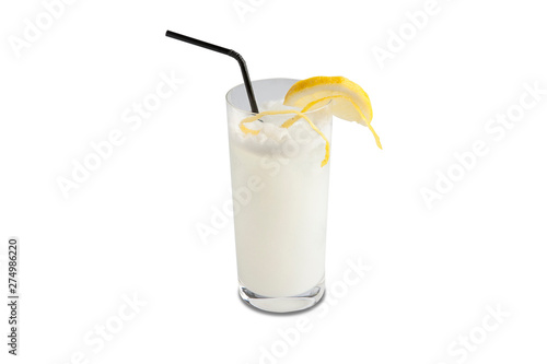фотографія Ramos Gin fizz cocktail Isolated on white background.