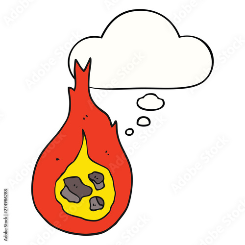 cartoon fireball and thought bubble