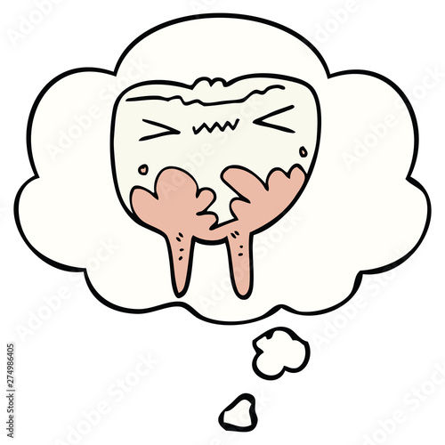 cartoon bad tooth and thought bubble
