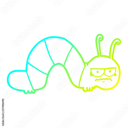 cold gradient line drawing cartoon cranky caterpillar