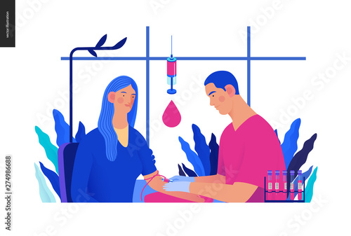 Medical tests Blue illustration - blood test