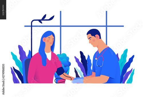 Medical tests Blue illustration - blood pressure test