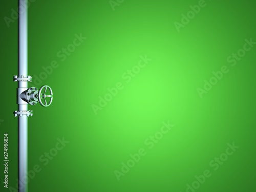 Industrial Pipe Valve on green background