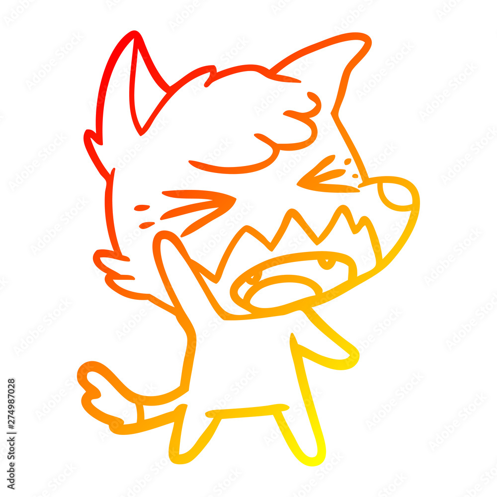 warm gradient line drawing angry cartoon fox warm gradient line drawing angry cartoon fox