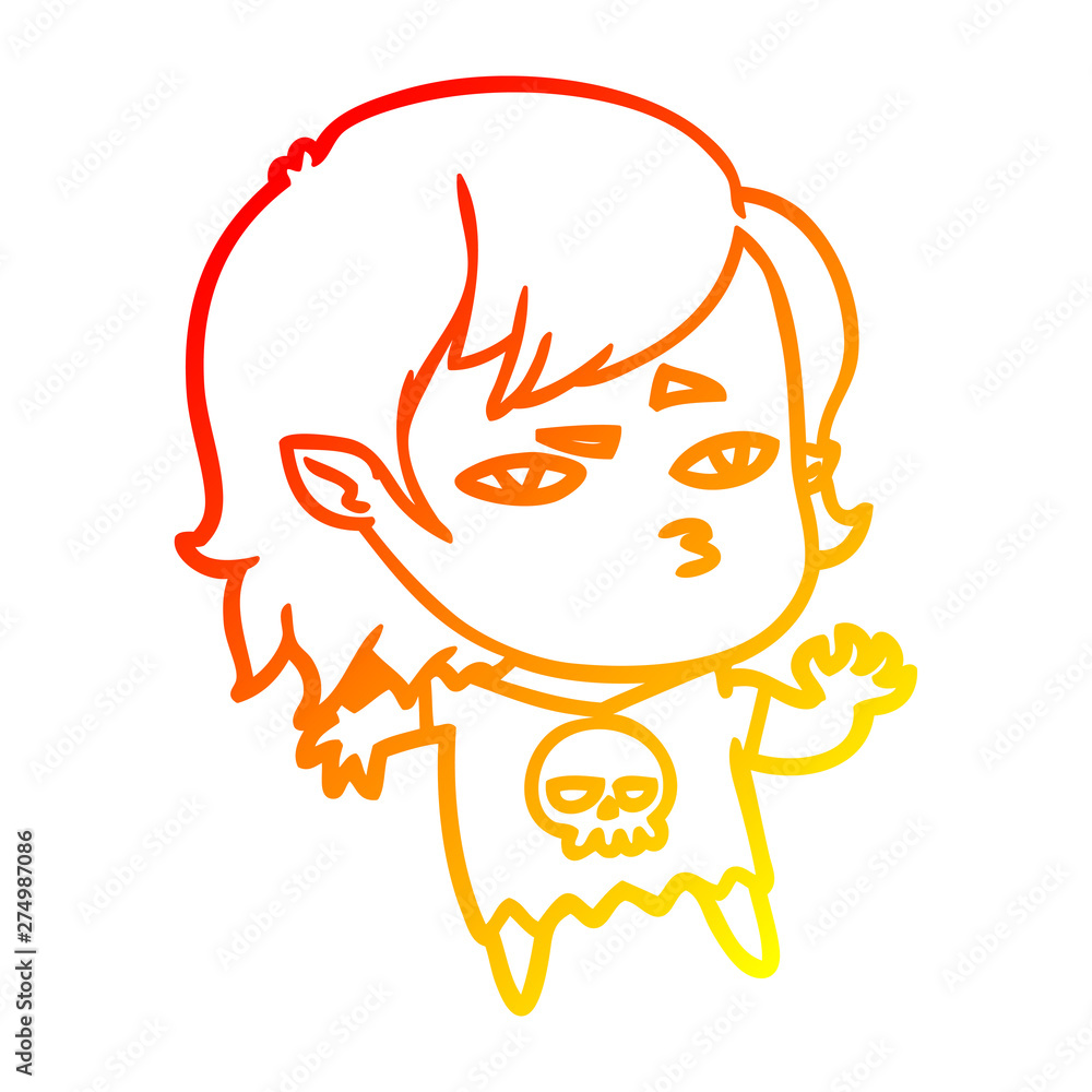 warm gradient line drawing cartoon vampire girl warm gradient line drawing cartoon vampire girl