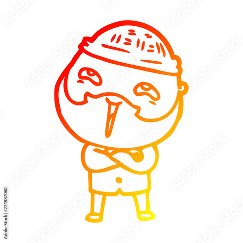 warm gradient line drawing cartoon happy bearded man