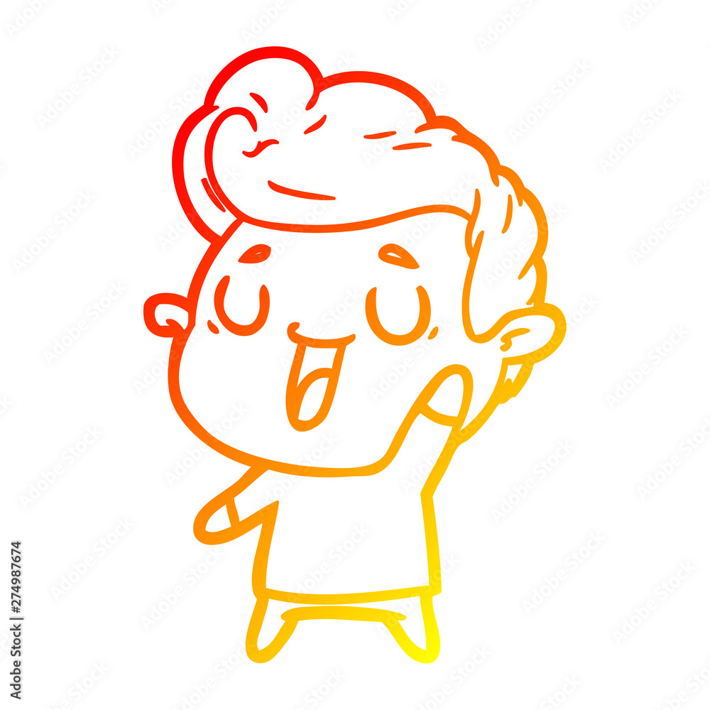 warm gradient line drawing happy cartoon man warm gradient line drawing happy cartoon man