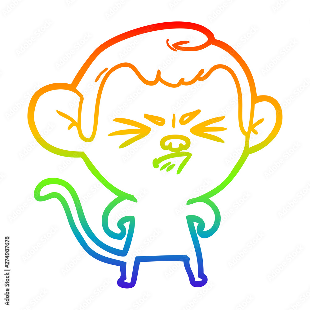 rainbow gradient line drawing cartoon annoyed monkey rainbow gradient line drawing cartoon annoyed monkey