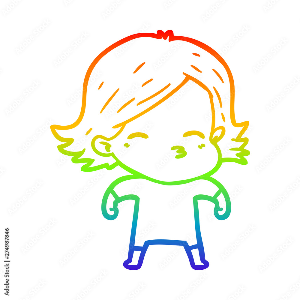 rainbow gradient line drawing cartoon woman rainbow gradient line drawing cartoon woman