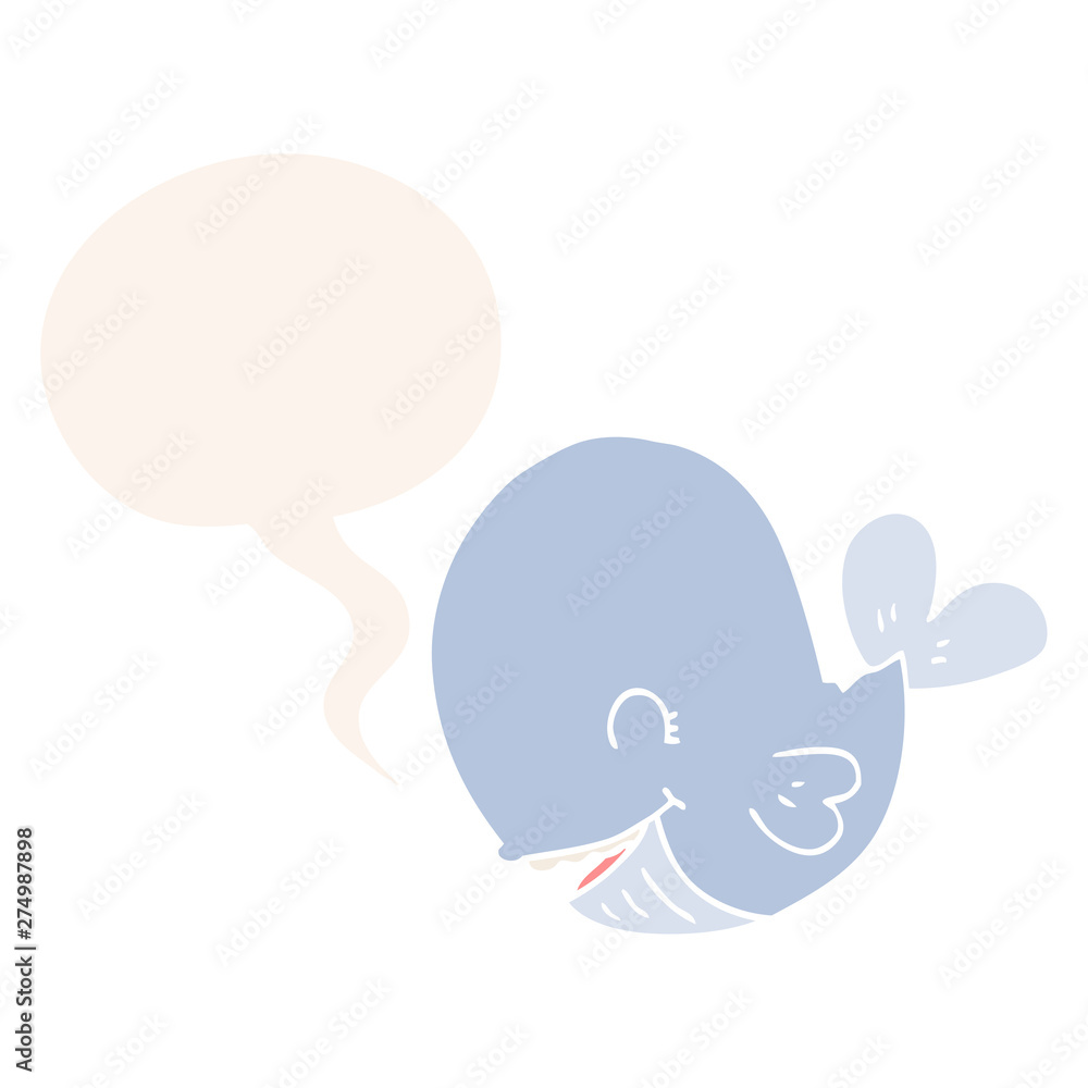 cartoon whale and speech bubble in retro style cartoon whale and speech bubble in retro style