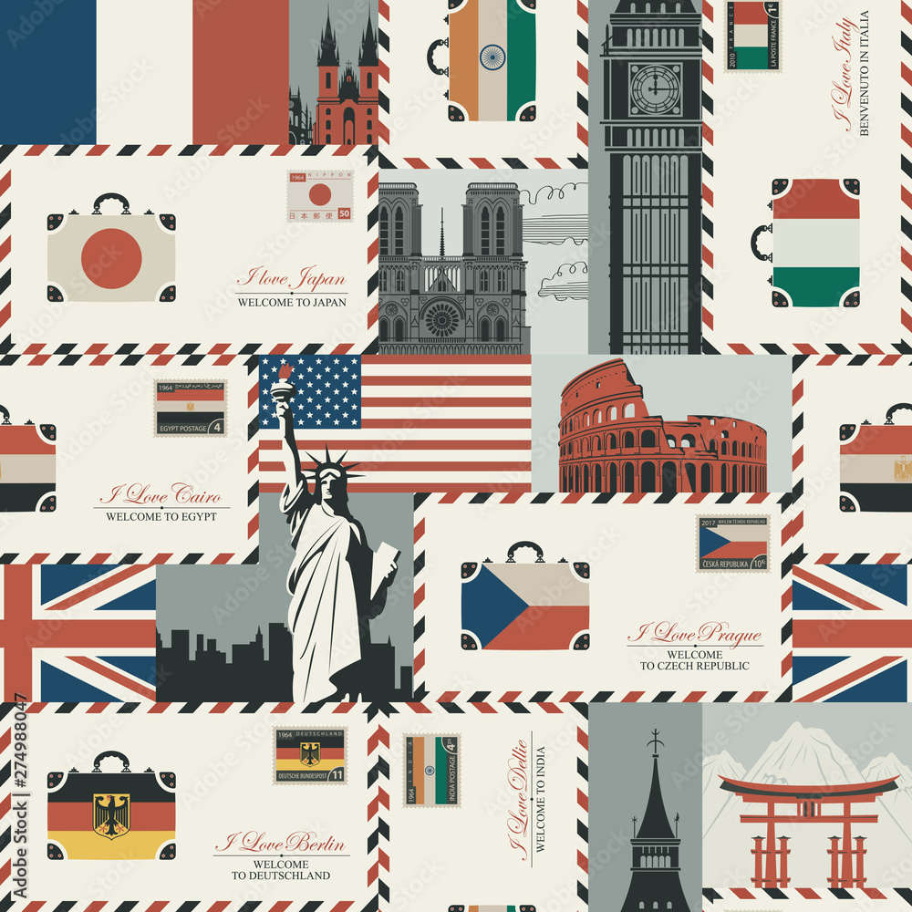 Vector seamless pattern on the traveling theme Vector seamless pattern on the traveling theme