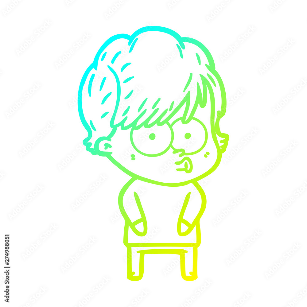 cold gradient line drawing cartoon woman cold gradient line drawing cartoon woman