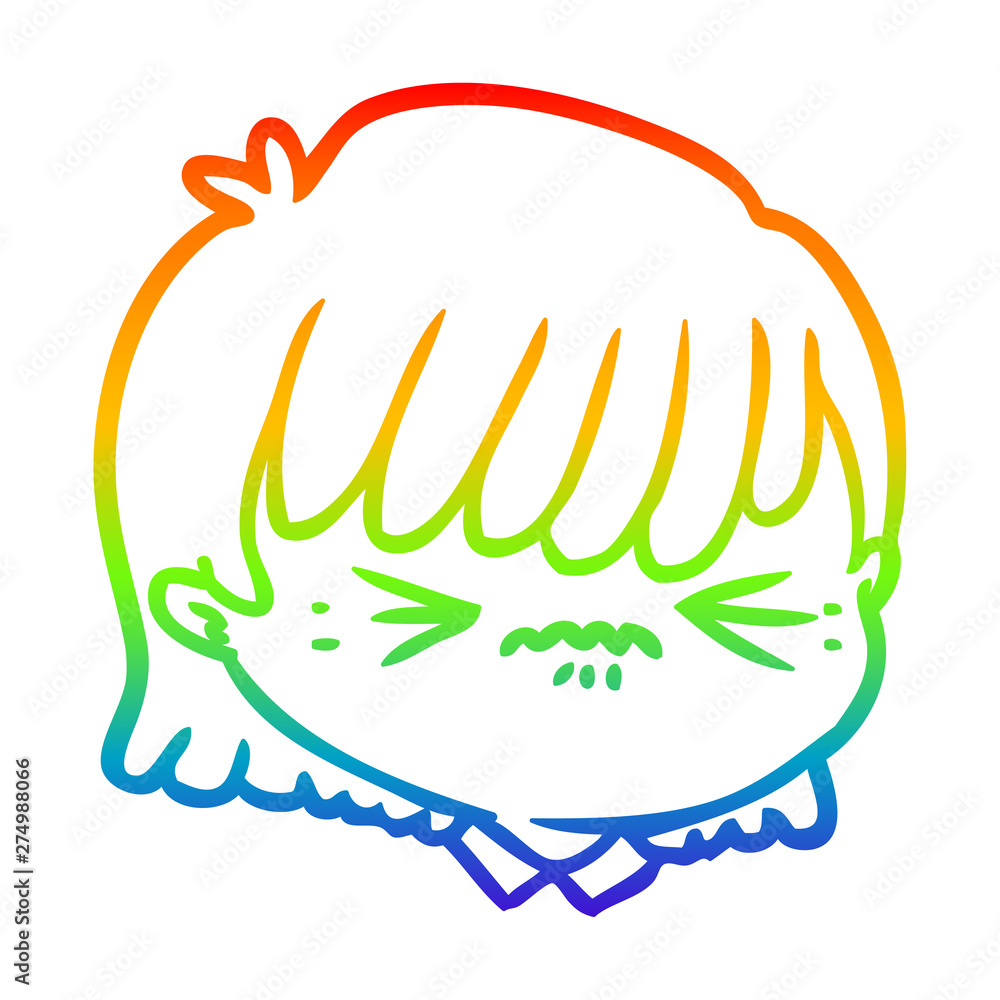 rainbow gradient line drawing cartoon female face rainbow gradient line drawing cartoon female face