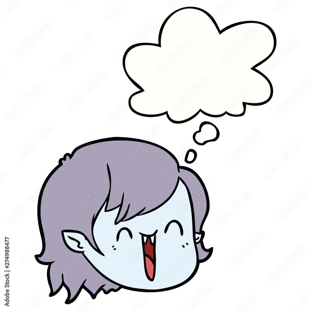 Fototapeta premium cartoon vampire girl face and thought bubble
